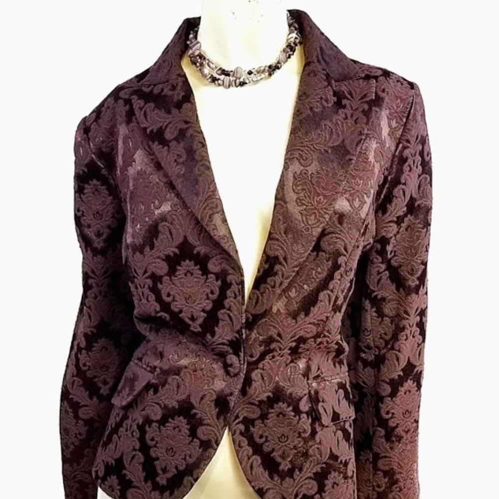 Apostrophe Brocade Merlot Luxury Blazer 10